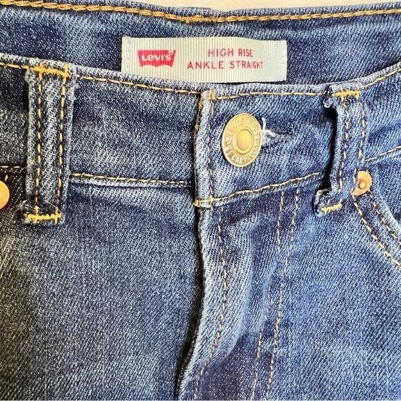 Levi’s Girls High Rise Ankle Straight Jeans with Raw Hem, Size 12 - Picture 2 of 10